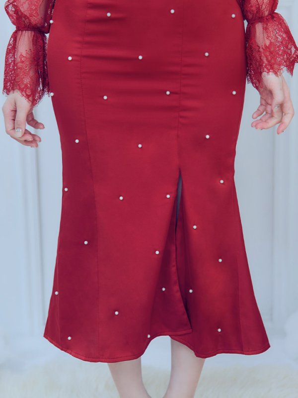 画像10: 【即日発送！】【サンタコス 4点セット】【S-Lサイズ/1カラー】レーストップスミディアムビジューサンタコスプレ[YMT] (10)