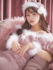 画像2: SALE!【サンタコス4点セット】【S-Lサイズ/1カラー】オーガンジーオフショルダーサンタコスプレ[YMT] (2)