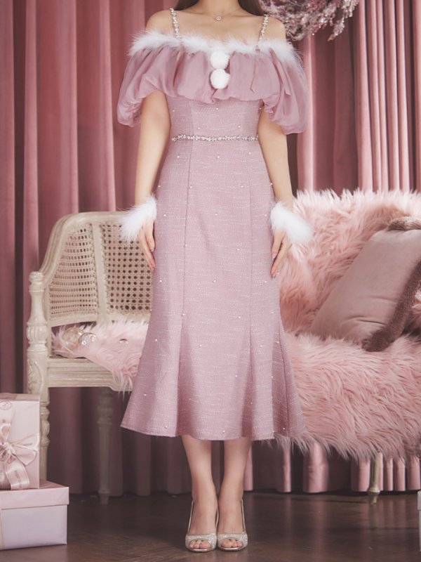 画像4: 【サンタSALE!!】【サンタコス4点セット】【S-Lサイズ/1カラー】オーガンジーオフショルダーサンタコスプレ[OF04] (4)