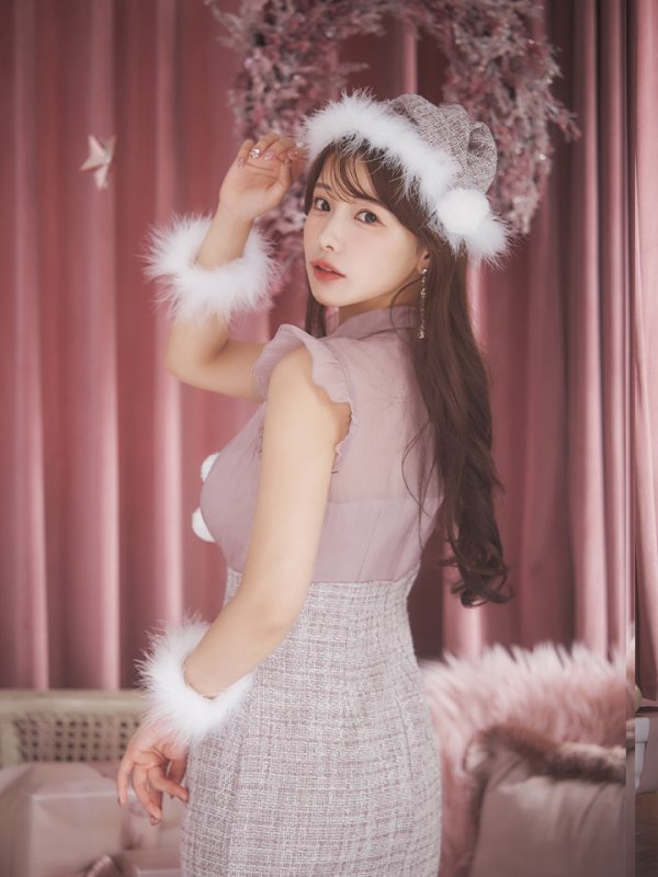 画像33: SALE!【サンタコス 4点セット】【S-Lサイズ/1カラー】シースルーツイードサンタコスプレ[OF04] (33)