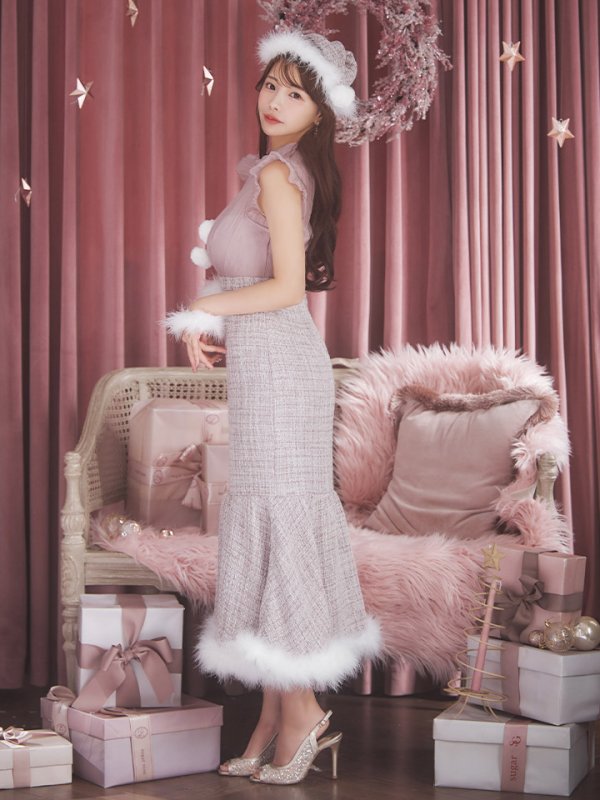 画像20: SALE!【サンタコス 4点セット】【S-Lサイズ/1カラー】シースルーツイードサンタコスプレ[OF04] (20)