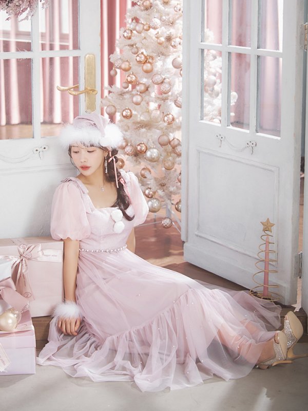 画像10: 【サンタSALE!!】【サンタコス4点セット】【S-Lサイズ/1カラー】ジャガードチュールサンタコスプレ[OF04] (10)