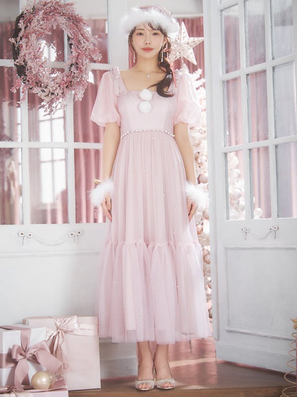 画像4: 【サンタSALE!!】【サンタコス4点セット】【S-Lサイズ/1カラー】ジャガードチュールサンタコスプレ[OF04] (4)