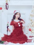 画像12: 【即日発送！】【サンタコス 3点セット】【S-Lサイズ/1カラー】シースルーフリルチュールサンタコスプレ[YMT] (12)