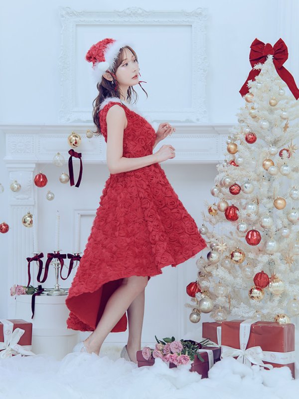 画像16: 【ノベルティ対象】【即日発送！】【サンタコス 4点セット】【S-Mサイズ/2カラー】立体ローズショートインスカートサンタコスプレ[YMT] (16)