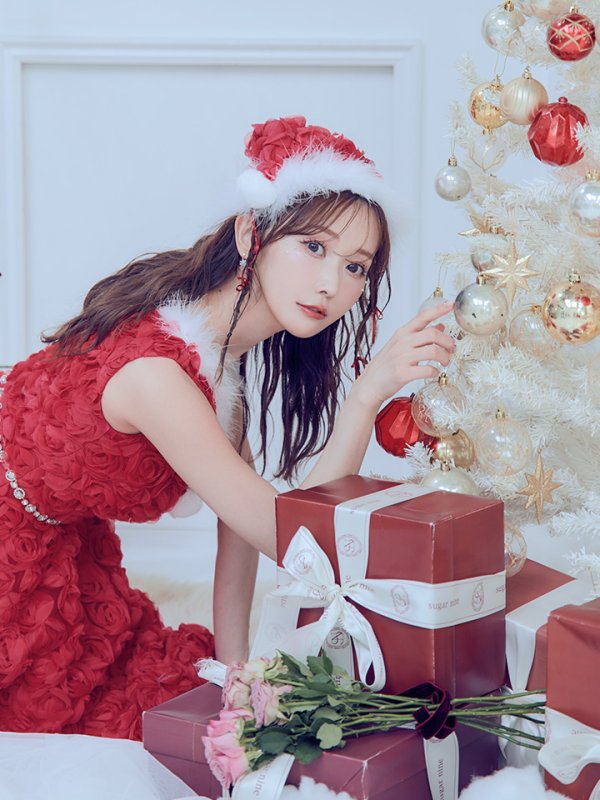 画像3: 【ノベルティ対象】【即日発送！】【サンタコス 4点セット】【S-Mサイズ/2カラー】立体ローズショートインスカートサンタコスプレ[YMT] (3)