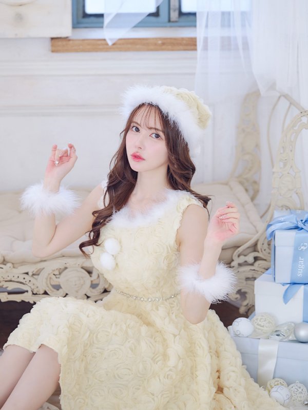 画像12: 【即日発送！】【サンタコス 4点セット】【S-Mサイズ/2カラー】立体ローズショートインスカートサンタコスプレ[OF04] (12)