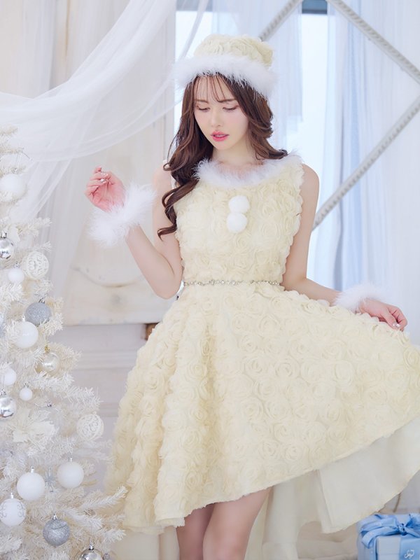 画像15: 【即日発送！】【サンタコス 4点セット】【S-Mサイズ/2カラー】立体ローズショートインスカートサンタコスプレ[OF04] (15)