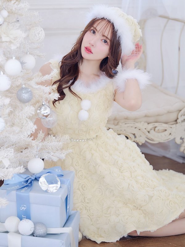 画像1: 【即日発送！】【サンタコス 4点セット】【S-Mサイズ/2カラー】立体ローズショートインスカートサンタコスプレ[YMT] (1)