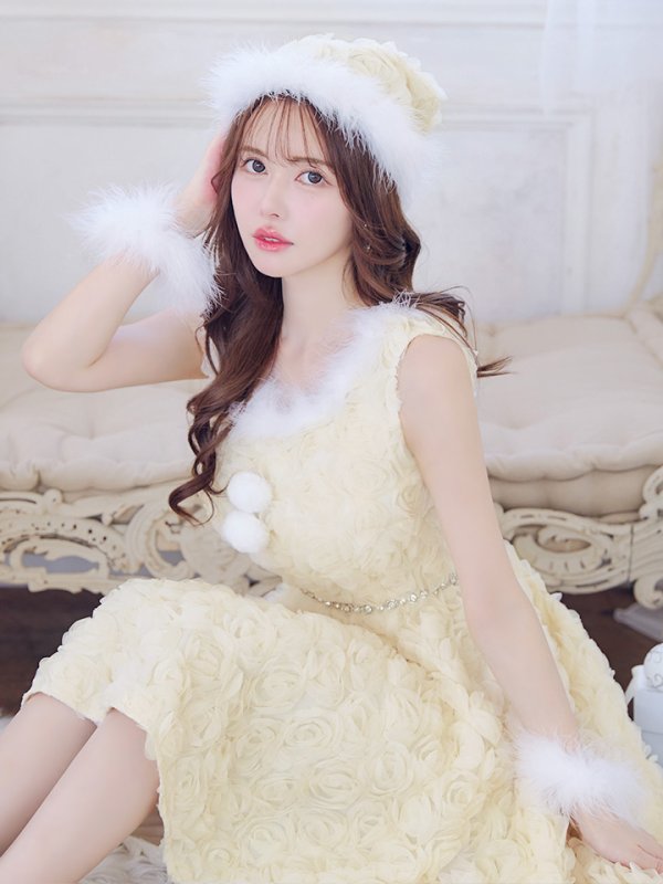 画像2: 【即日発送！】【サンタコス 4点セット】【S-Mサイズ/2カラー】立体ローズショートインスカートサンタコスプレ[OF04] (2)