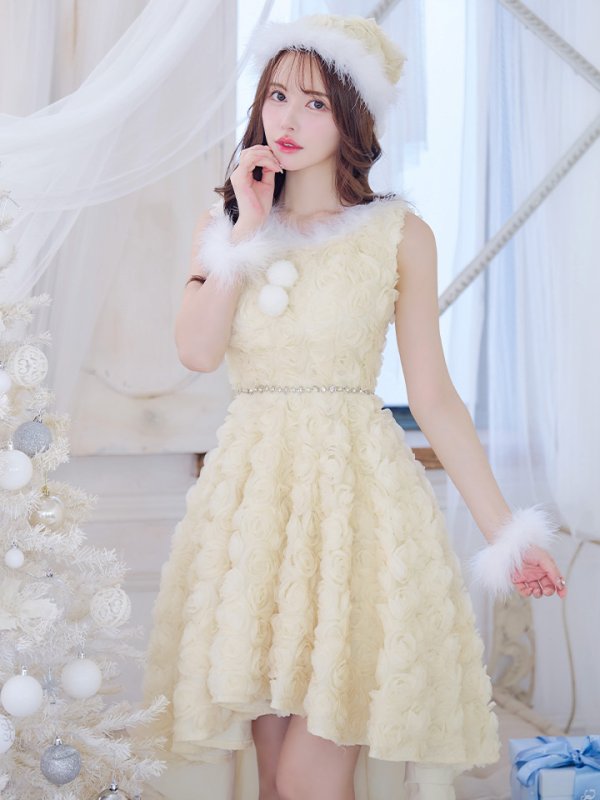 画像3: 【即日発送！】【サンタコス 4点セット】【S-Mサイズ/2カラー】立体ローズショートインスカートサンタコスプレ[OF04] (3)