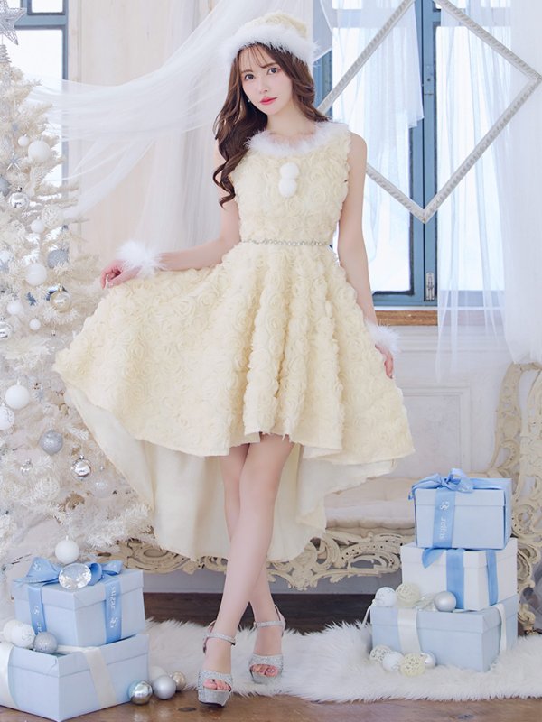 画像4: 【即日発送！】【サンタコス 4点セット】【S-Mサイズ/2カラー】立体ローズショートインスカートサンタコスプレ[OF04] (4)