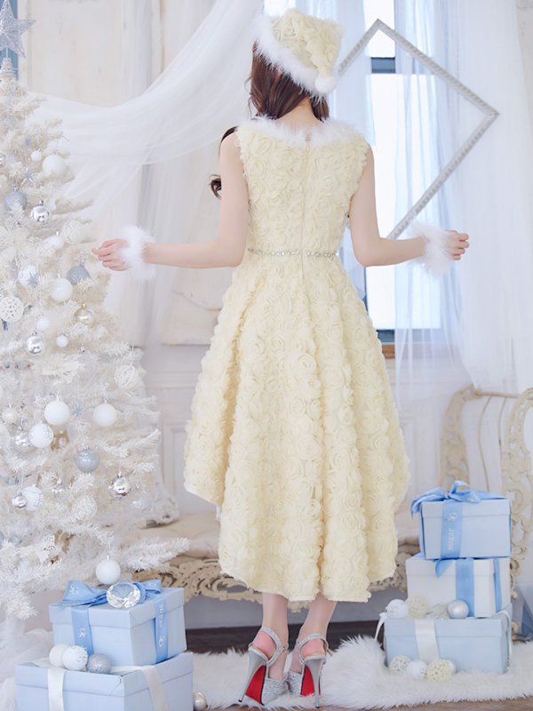 画像5: 【即日発送！】【サンタコス 4点セット】【S-Mサイズ/2カラー】立体ローズショートインスカートサンタコスプレ[OF04] (5)