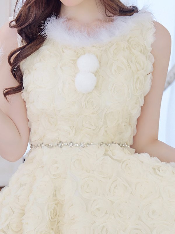 画像6: 【即日発送！】【サンタコス 4点セット】【S-Mサイズ/2カラー】立体ローズショートインスカートサンタコスプレ[OF04] (6)