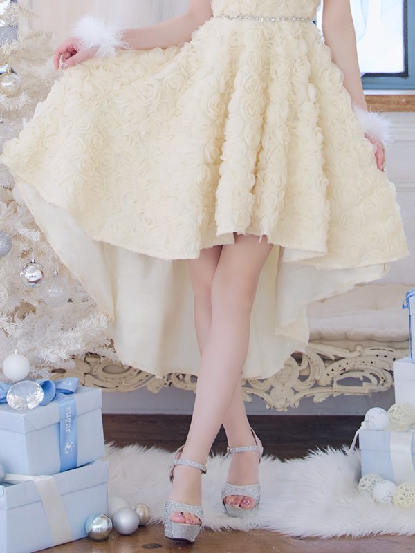 画像7: 【即日発送！】【サンタコス 4点セット】【S-Mサイズ/2カラー】立体ローズショートインスカートサンタコスプレ[OF04] (7)