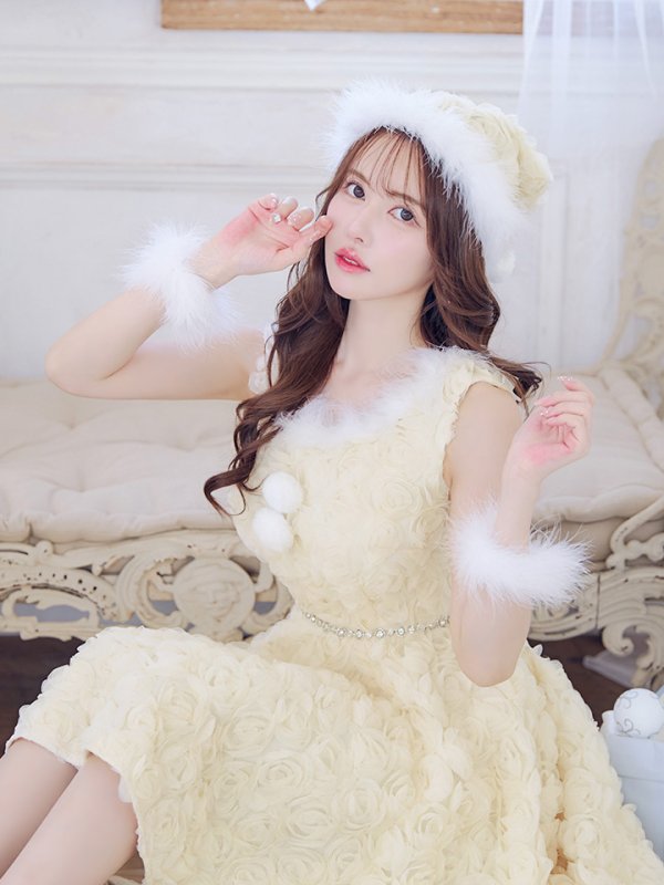 画像9: 【即日発送！】【サンタコス 4点セット】【S-Mサイズ/2カラー】立体ローズショートインスカートサンタコスプレ[OF04] (9)