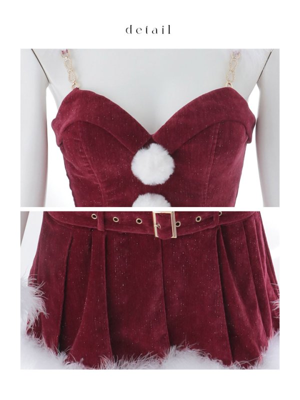 画像43: 【即日発送】【サンタ】クラシカルベルト付きサンタコスプレ【コスプレ6点セット】【XS-Lサイズ/3カラー】[OF03] (43)