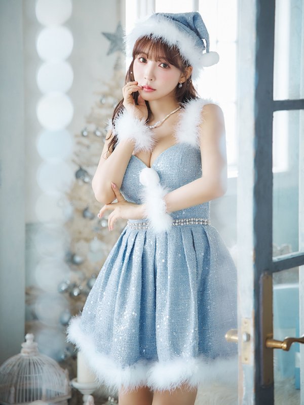 画像11: 【一部予約商品/11月中旬発送予定】【サンタコス 4点セット】【XS-XLサイズ/3カラー】ラメツイードミニワンピースサンタ[YMT] (11)