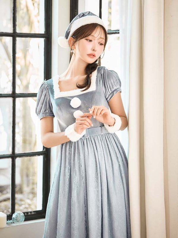 画像23: SALE!【サンタコス 5点セット】【S-Mサイズ/2カラー】ベロアワンピースサンタ[OF01] (23)