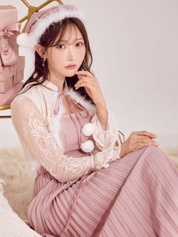 画像1: 【ノベルティ対象】【即日発送！】【サンタコス 4点セット】【S-Lサイズ/1カラー】ボレロ付きワンピースサンタ[OF01] (1)