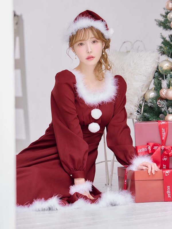 画像3: 【ノベルティ対象】【即日発送】【サンタコス 4点セット】【S-Lサイズ/2カラー】バックリボンフレアワンピースサンタコスプレ[OF01] (3)