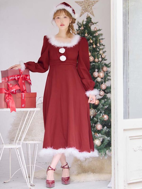 画像13: 【ノベルティ対象】【即日発送】【サンタコス 4点セット】【S-Lサイズ/2カラー】バックリボンフレアワンピースサンタコスプレ[OF01] (13)