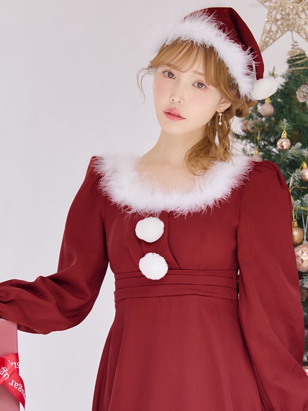 画像15: 【ノベルティ対象】【即日発送】【サンタコス 4点セット】【S-Lサイズ/2カラー】バックリボンフレアワンピースサンタコスプレ[OF01] (15)