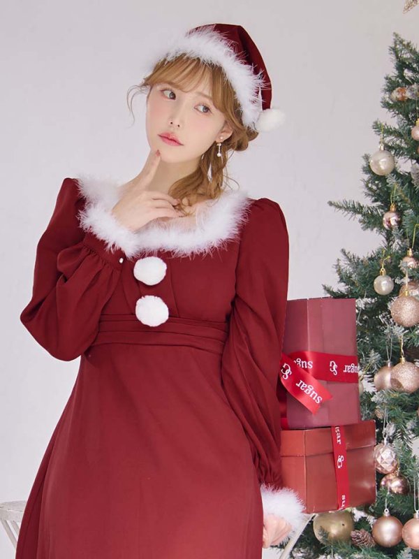 画像20: 【ノベルティ対象】【即日発送】【サンタコス 4点セット】【S-Lサイズ/2カラー】バックリボンフレアワンピースサンタコスプレ[OF01] (20)