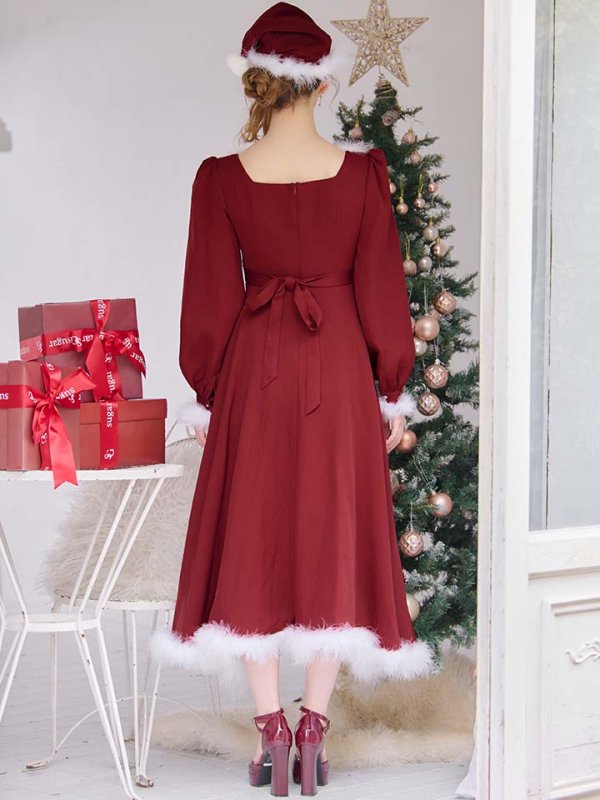 画像24: 【ノベルティ対象】【即日発送】【サンタコス 4点セット】【S-Lサイズ/2カラー】バックリボンフレアワンピースサンタコスプレ[OF01] (24)