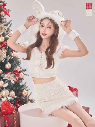 白・ホワイト サンタコスプレ 通販 -キャバドレス専門店 sugar