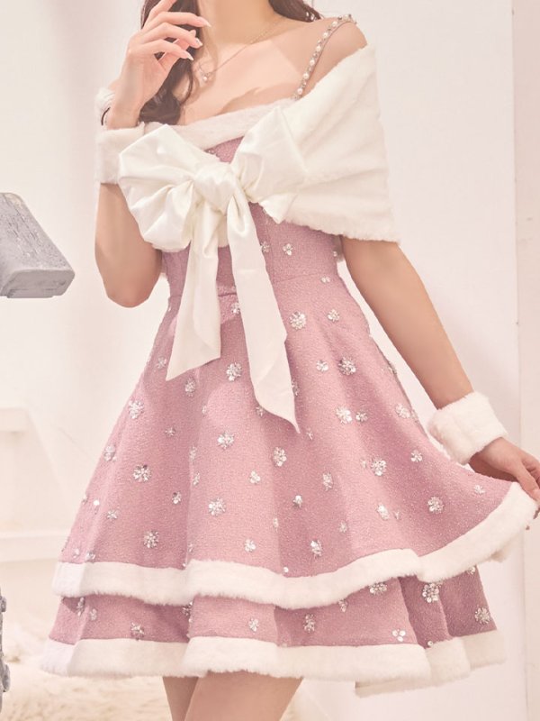 画像28: 【即日発送！】【サンタコス 5点セット】【XS-XLサイズ/4カラー】ケープ付きフレアサンタコスプレ[HC03] (28)