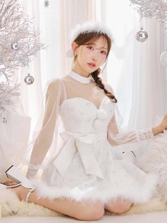 チュールロングスリーブハイネックサンタ