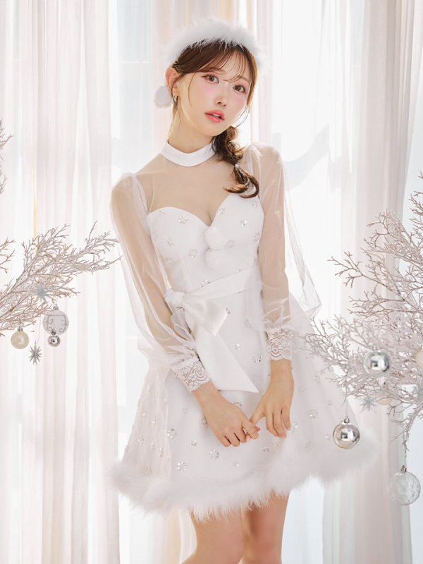 画像9: 【サンタSALE!!】【即日発送！】【サンタコス 4点セット】【XS-XLサイズ/2カラー】チュールロングスリーブハイネックサンタ[OF04] (9)