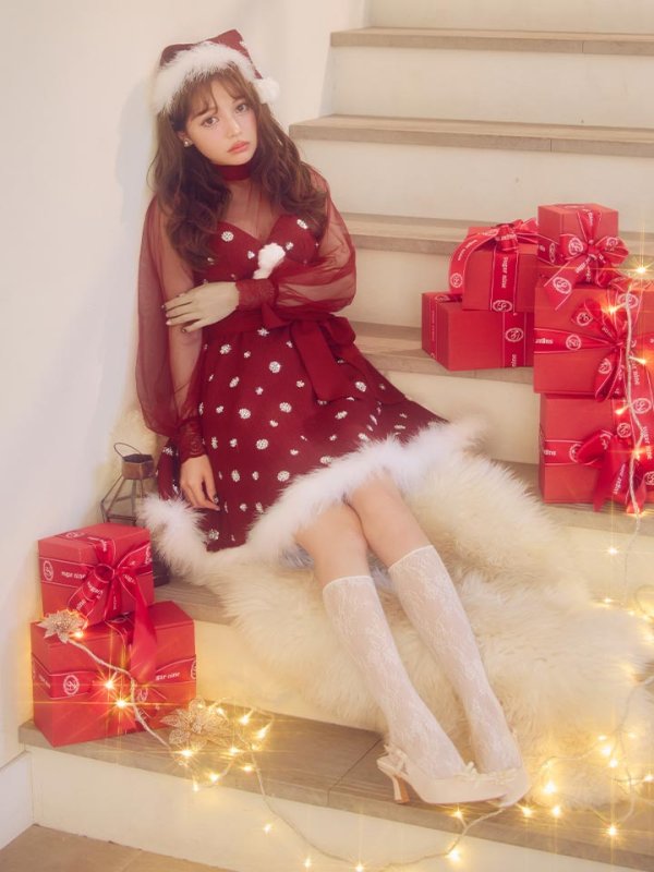 画像15: 【サンタSALE!!】【即日発送！】【サンタコス 4点セット】【XS-XLサイズ/1カラー】チュールロングスリーブハイネックサンタ[HC03] (15)