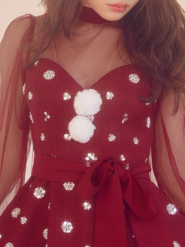 画像17: 【サンタSALE!!】【即日発送！】【サンタコス 4点セット】【XS-XLサイズ/1カラー】チュールロングスリーブハイネックサンタ[HC03] (17)