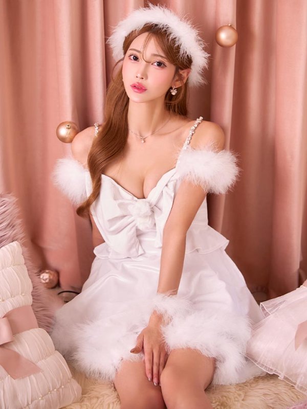 画像5: 【サンタSALE!!】【即日発送！】【サンタコス 4点セット】【XS-Lサイズ/4カラー】フロントビッグリボンオフショルフレアサンタ[HC03] (5)