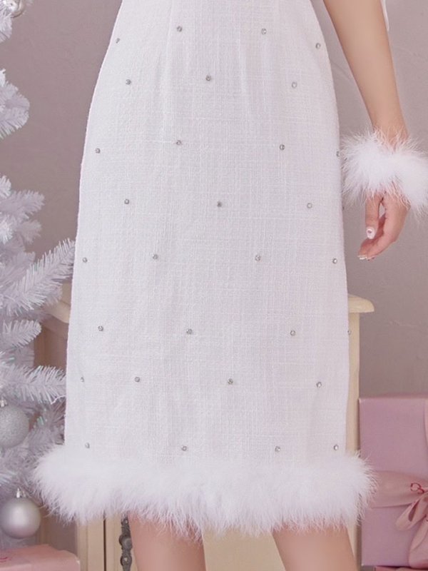 画像20: 【即日発送！】【サンタコス 4点セット】【S-Lサイズ/2カラー】リボンショルダーツイードビジューミディアムサンタコスプレ[OF04] (20)