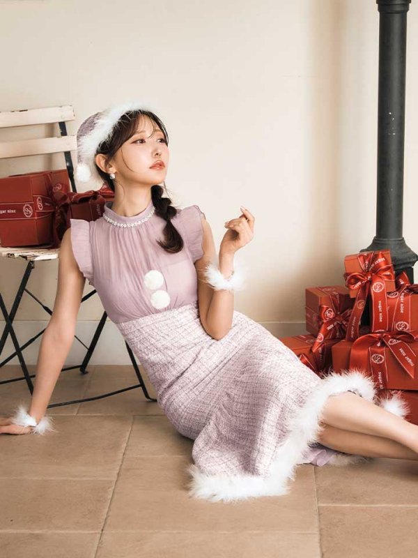 画像12: SALE!【サンタコス 4点セット】【S-Lサイズ/1カラー】シースルーツイードサンタコスプレ[OF04] (12)