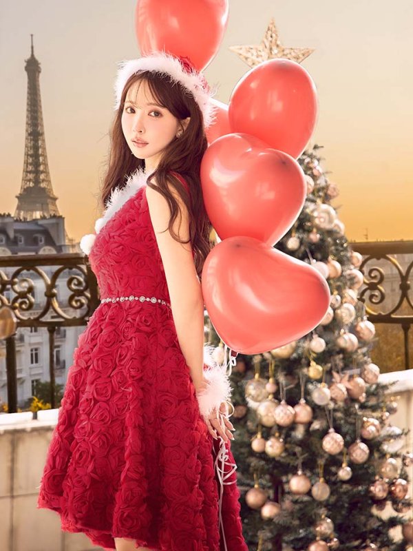 画像33: 【サンタSALE!!】【即日発送！】【サンタコス 4点セット】【S-Mサイズ/2カラー】立体ローズショートインスカートサンタコスプレ[OF04] (33)