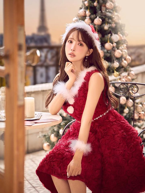 画像18: 【サンタSALE!!】【即日発送！】【サンタコス 4点セット】【S-Mサイズ/2カラー】立体ローズショートインスカートサンタコスプレ[OF04] (18)