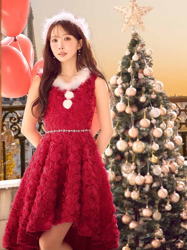 画像36: 【サンタSALE!!】【即日発送！】【サンタコス 4点セット】【S-Mサイズ/2カラー】立体ローズショートインスカートサンタコスプレ[OF04] (36)