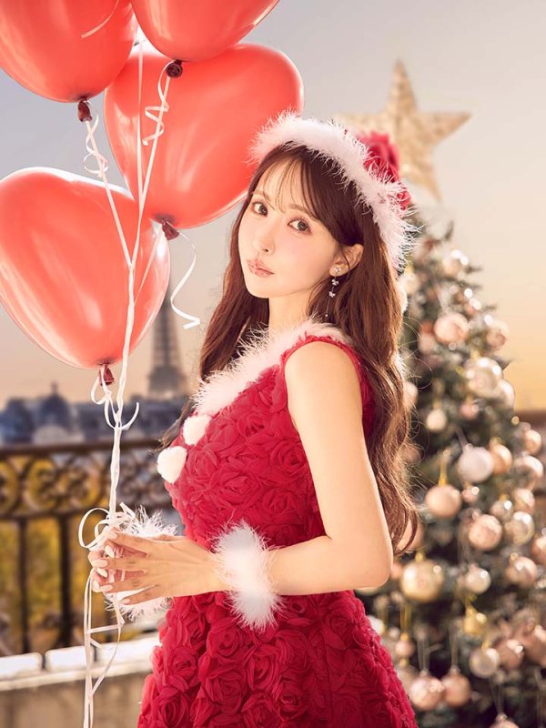 画像20: 【サンタSALE!!】【即日発送！】【サンタコス 4点セット】【S-Mサイズ/2カラー】立体ローズショートインスカートサンタコスプレ[OF04] (20)