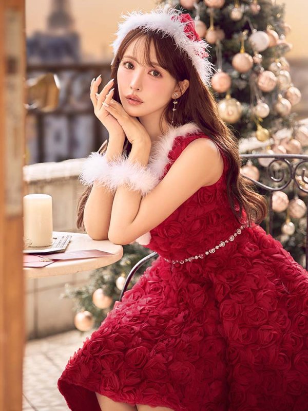 画像23: 【サンタSALE!!】【即日発送！】【サンタコス 4点セット】【S-Mサイズ/2カラー】立体ローズショートインスカートサンタコスプレ[OF04] (23)