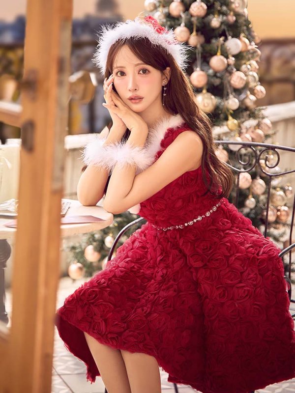 画像29: 【サンタSALE!!】【即日発送！】【サンタコス 4点セット】【S-Mサイズ/2カラー】立体ローズショートインスカートサンタコスプレ[HC03] (29)