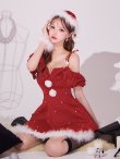 画像7: 【ノベルティ対象】【即日発送】【送料無料！】【サンタ】リボンキャミオフショルフリルサンタコスプレ【コスプレ4点セット】【XS-Lサイズ/2カラー】[OF01/OF04] (7)