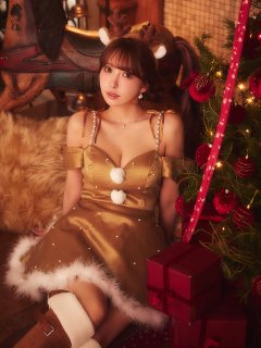 オーガンジーオフショルサンタコスプレ