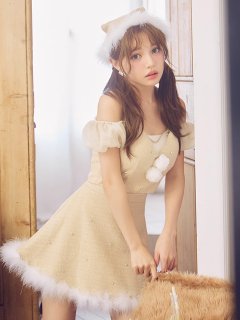 【サンタ】パフスリーブセットアップサンタコスプレ【コスプレ5点セット】