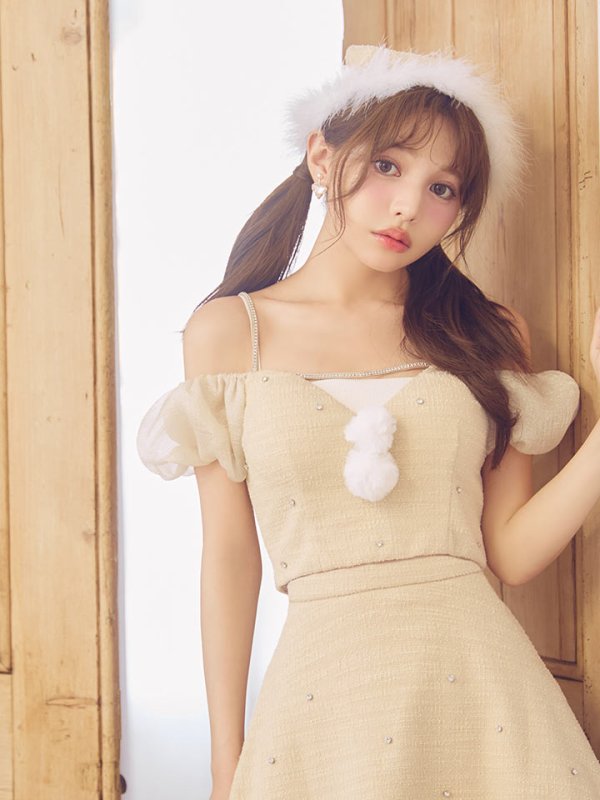 画像11: 【ノベルティ対象】【即日発送】【送料無料！】【サンタ】パフスリーブセットアップサンタコスプレ【コスプレ5点セット】【XS-Mサイズ/2カラー】[OF04] (11)