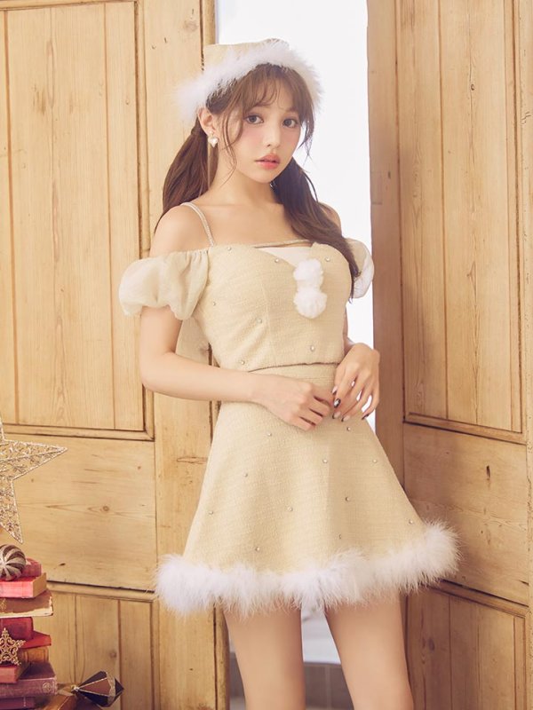 画像12: 【ノベルティ対象】【即日発送】【送料無料！】【サンタ】パフスリーブセットアップサンタコスプレ【コスプレ5点セット】【XS-Mサイズ/2カラー】[OF04] (12)