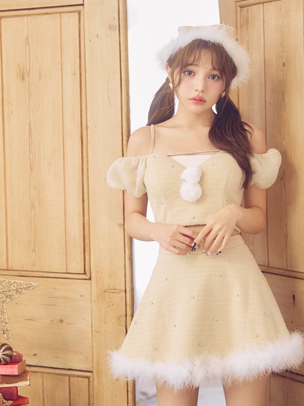 画像3: 【ノベルティ対象】【即日発送】【送料無料！】【サンタ】パフスリーブセットアップサンタコスプレ【コスプレ5点セット】【XS-Mサイズ/2カラー】[OF04] (3)